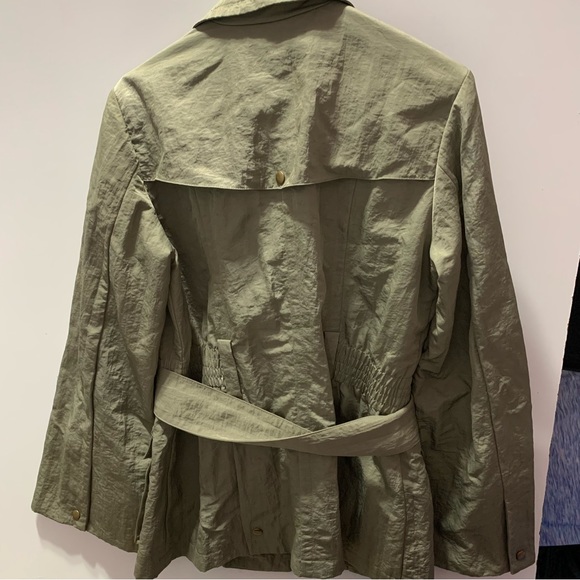J. Jill Jackets & Coats Jjill Silver Sage Nylon Lined Short Belted
